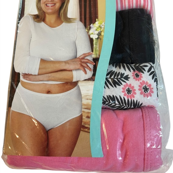 Kmart PINK Briefs Underwear Womens Plus Sz 13 Cotton 5 Pack Pink Black Floral - Picture 3 of 13